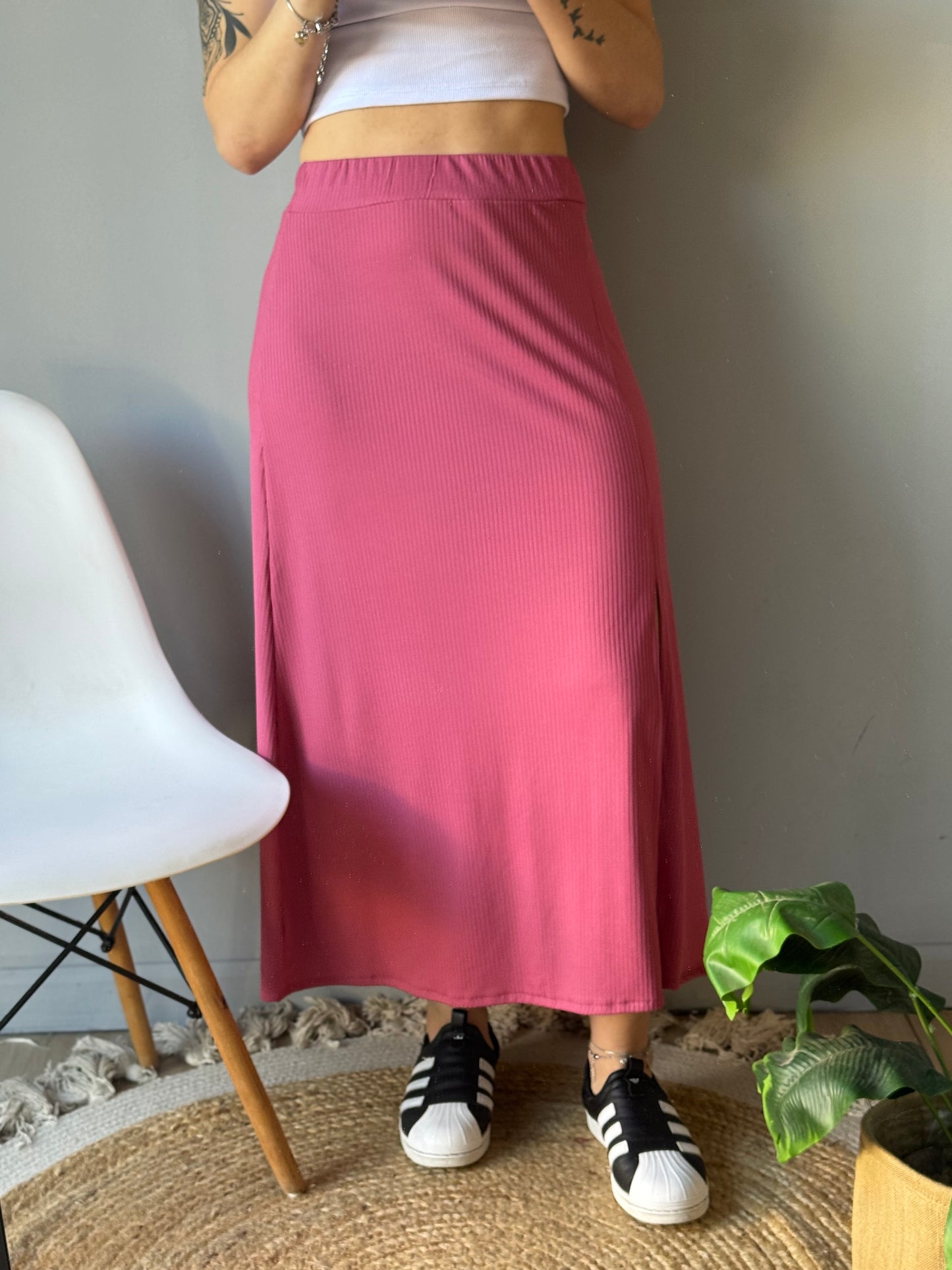 Pollera morley con tajo