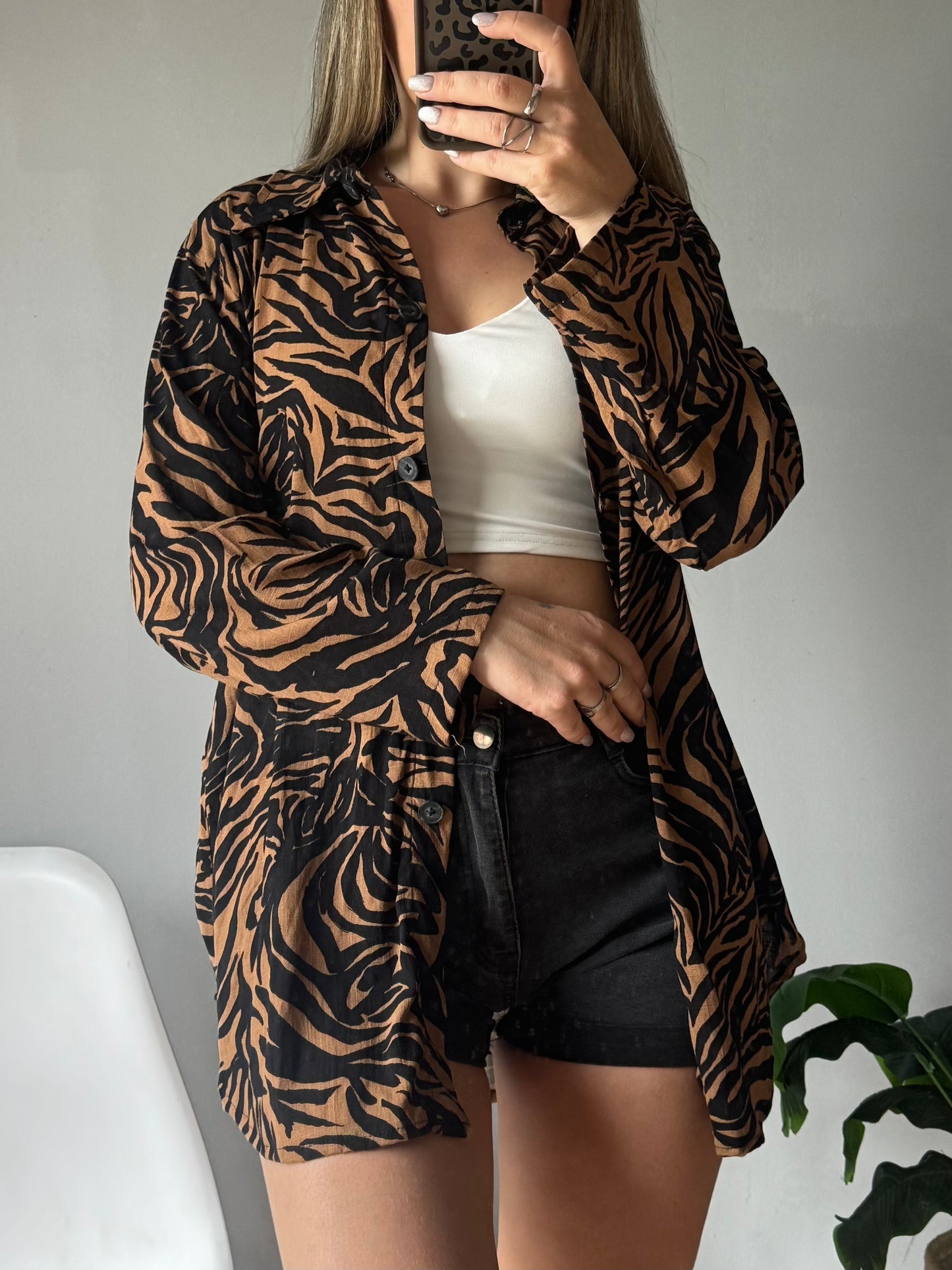 Camisa lino estampada