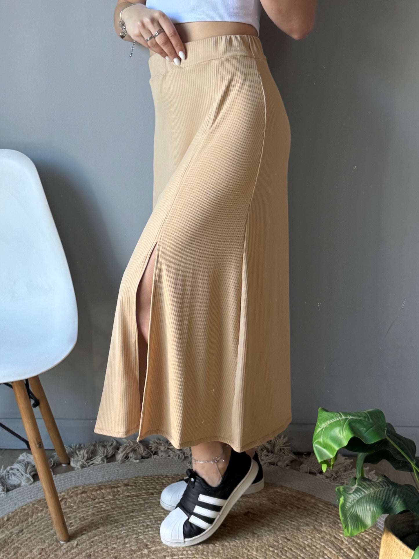 Pollera morley con tajo