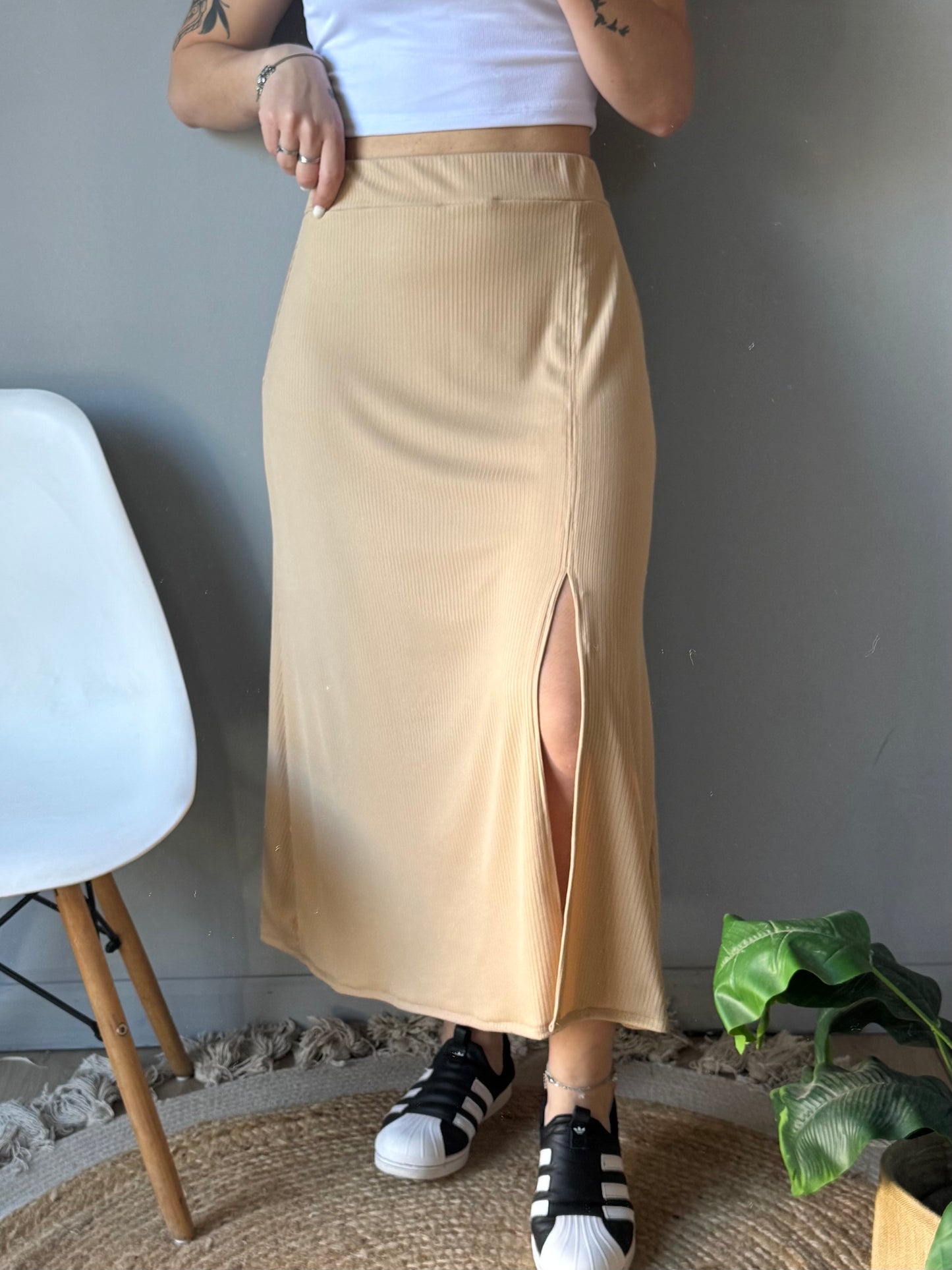 Pollera morley con tajo