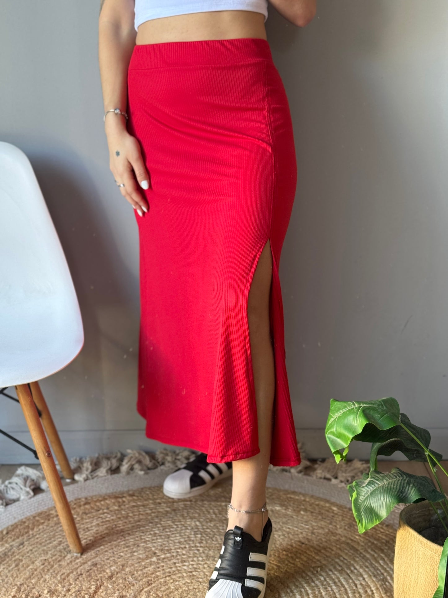 Pollera morley con tajo