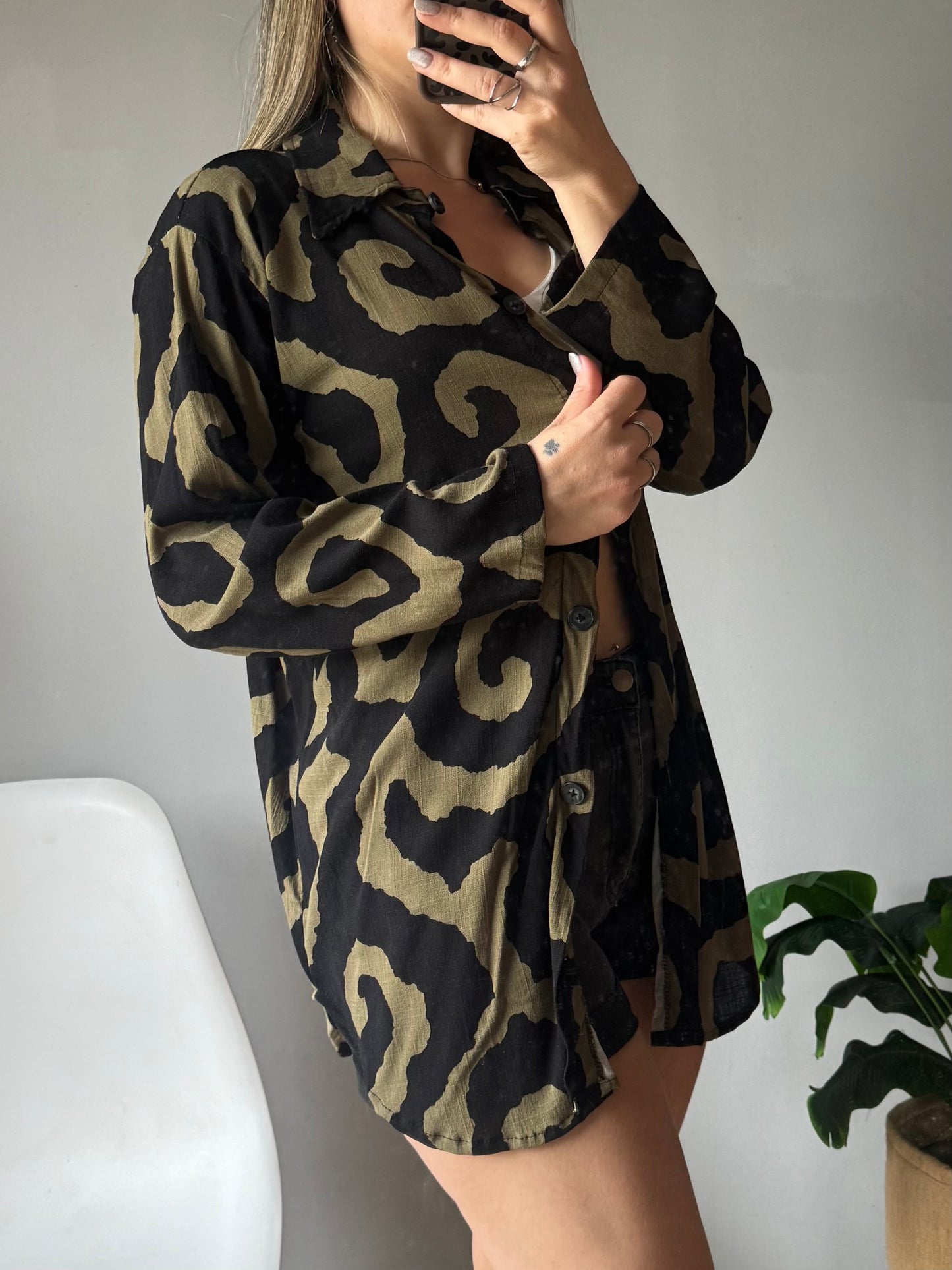 Camisa lino estampada