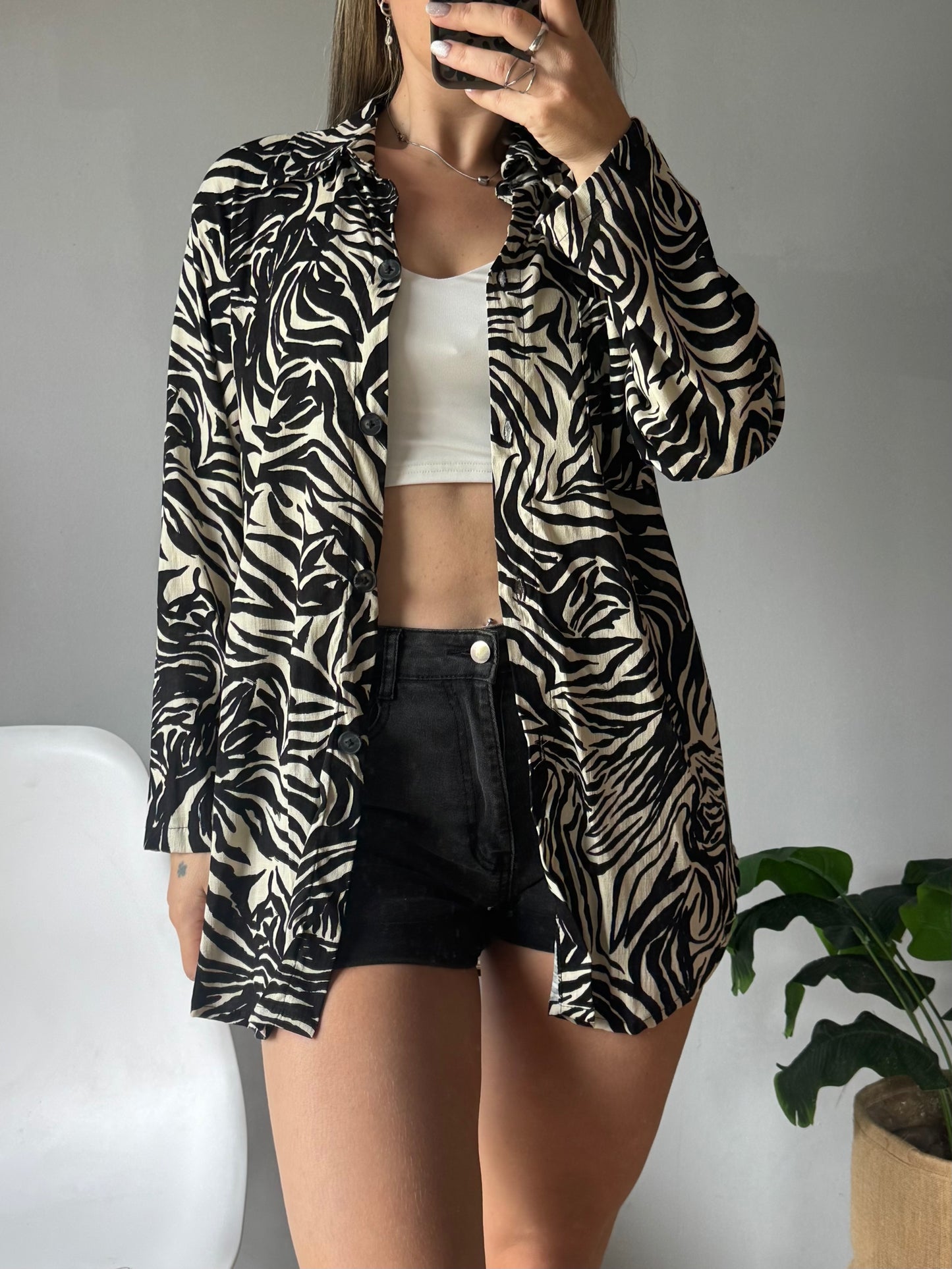 Camisa lino estampada