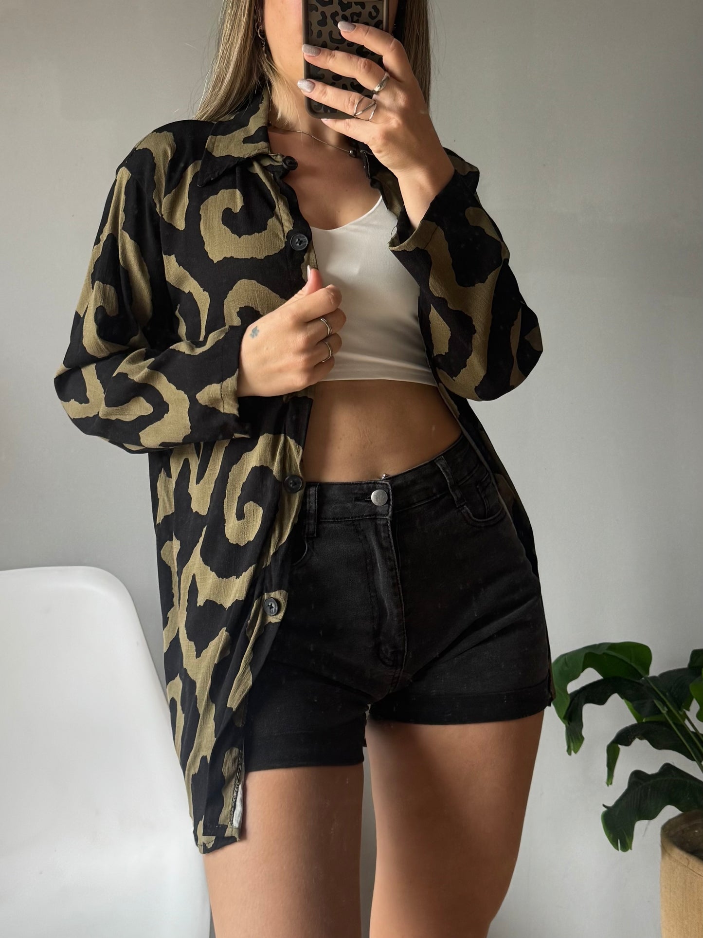 Camisa lino estampada