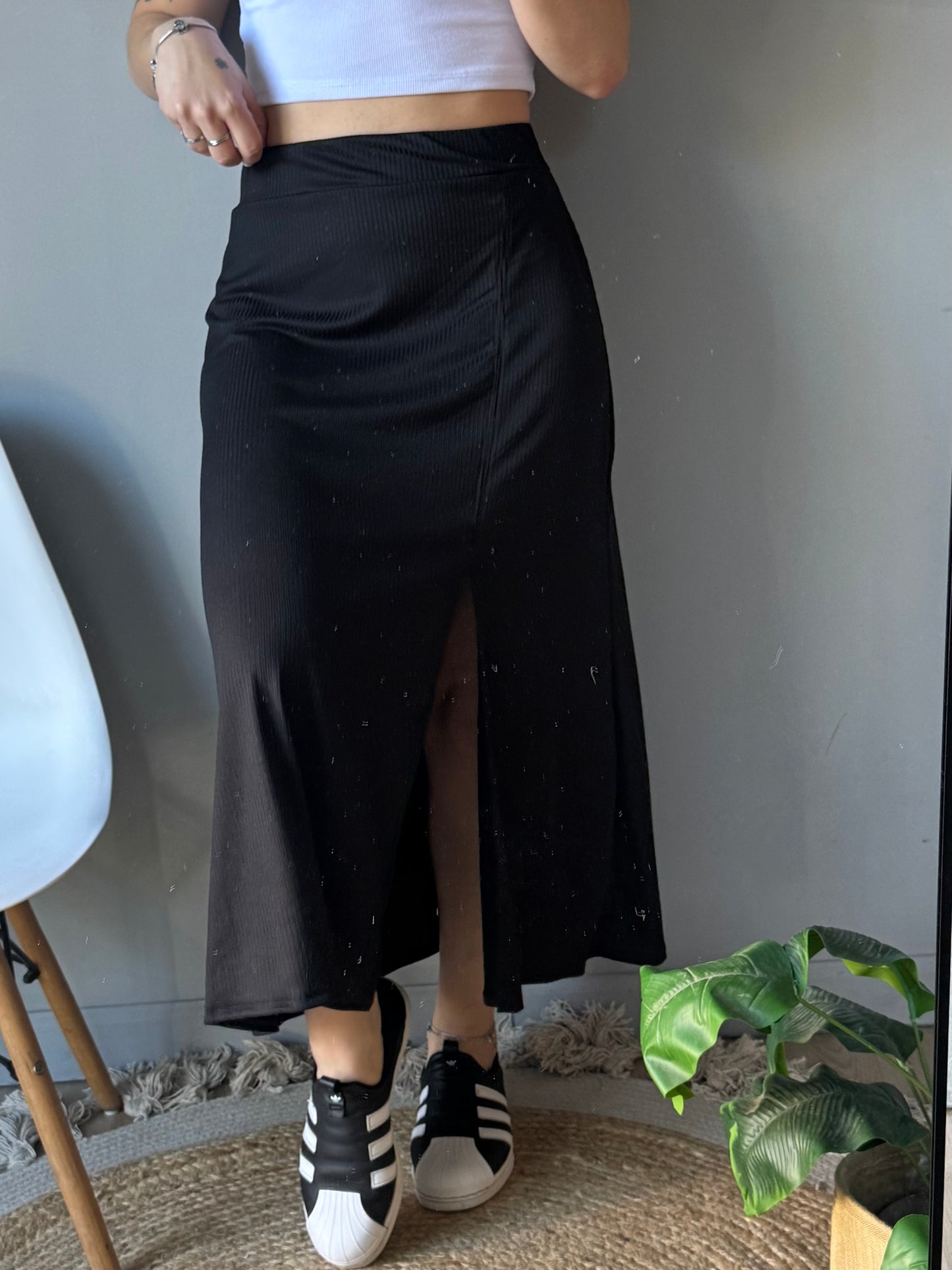 Pollera morley con tajo