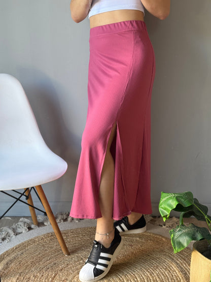 Pollera morley con tajo